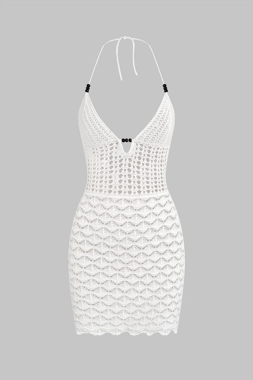 Beyaz Crochet Plaj Elbisesi