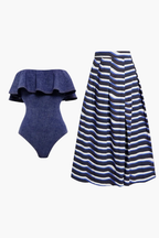 Marin Çizgili Pareo Set