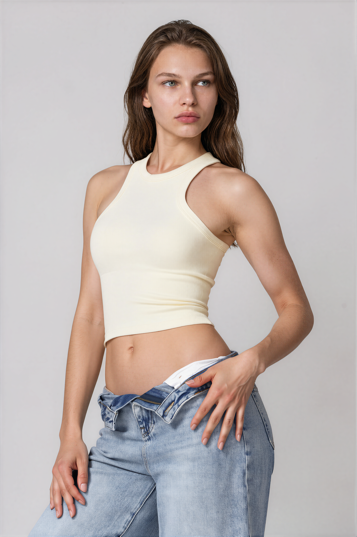 Chloe Sporcu Sırt Top – Krem