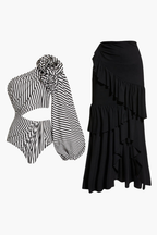 Noir Stripe Pareo Set