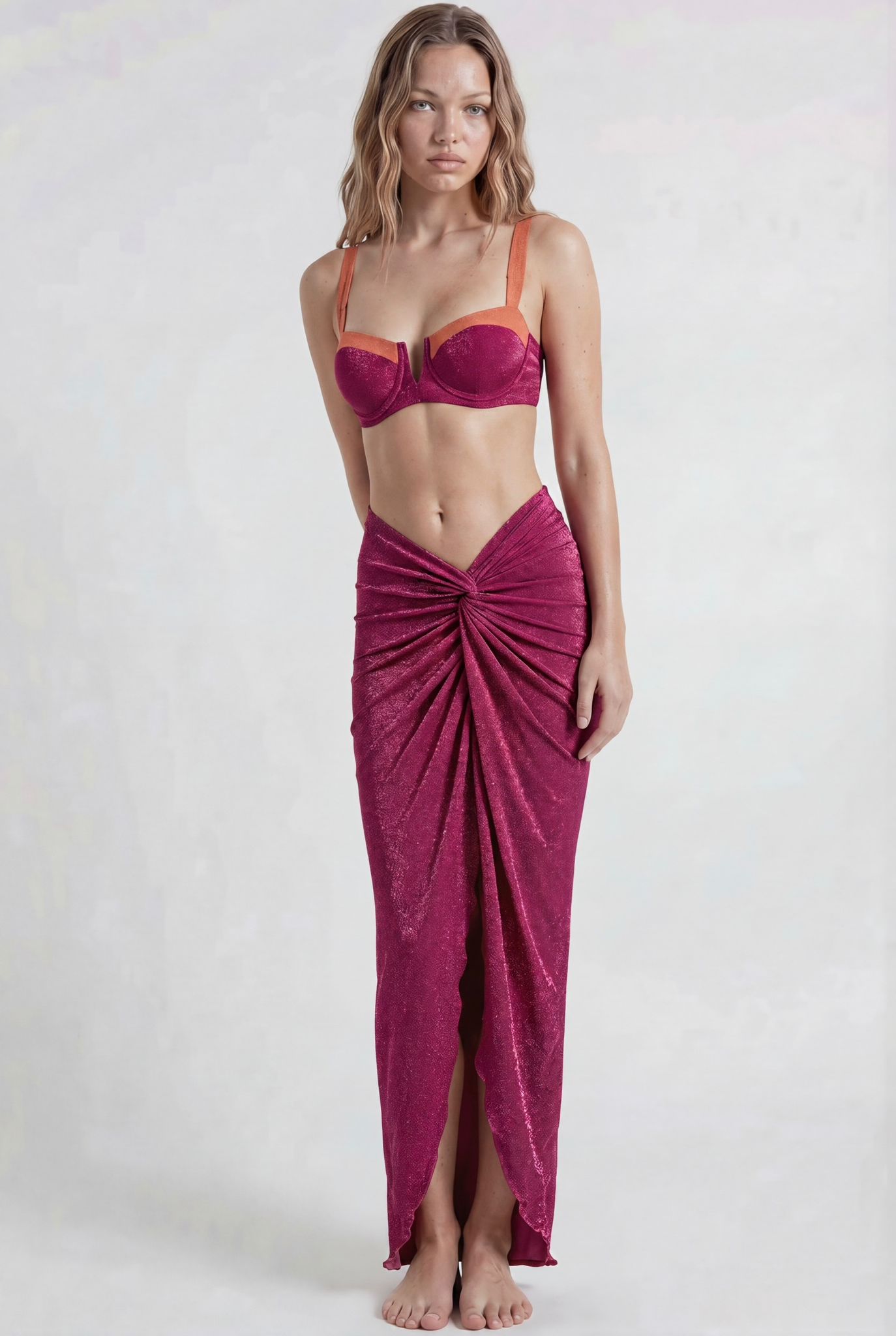 Fuchsia Bikini Pareo Set