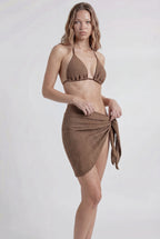 Mocha Texture Bikini Pareo Set