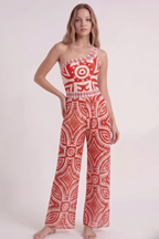 Coral Tribal Mayo Pantolon Set