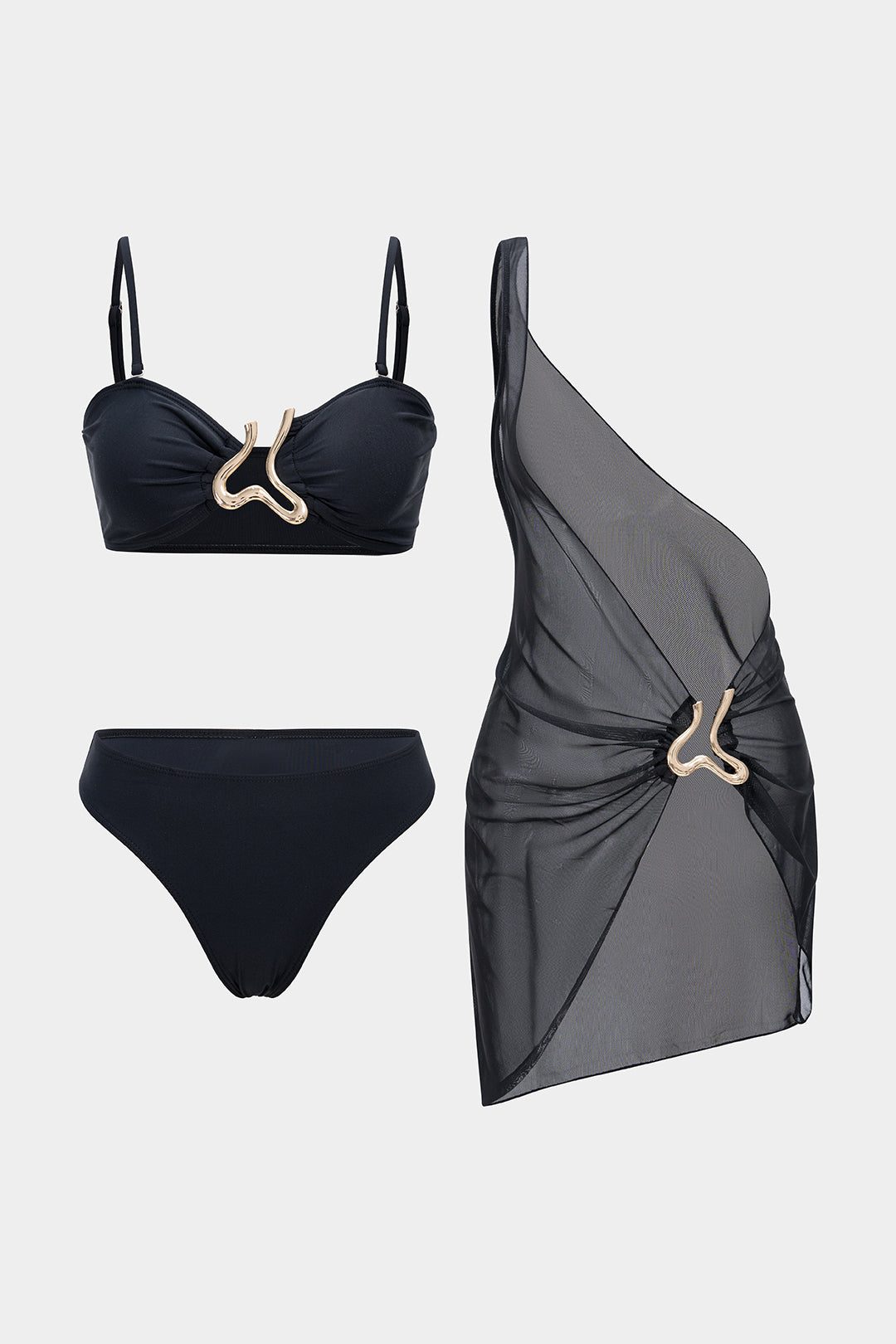 Noir Siren 3’lü Bikini & Pareo Set
