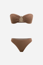 Kahverengi Straplez Pareo Set