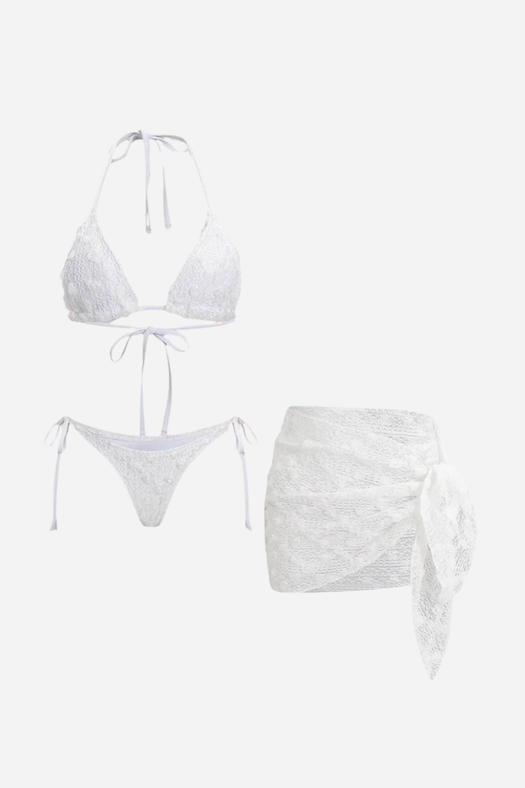 Dantelli Beyaz Pareo Set