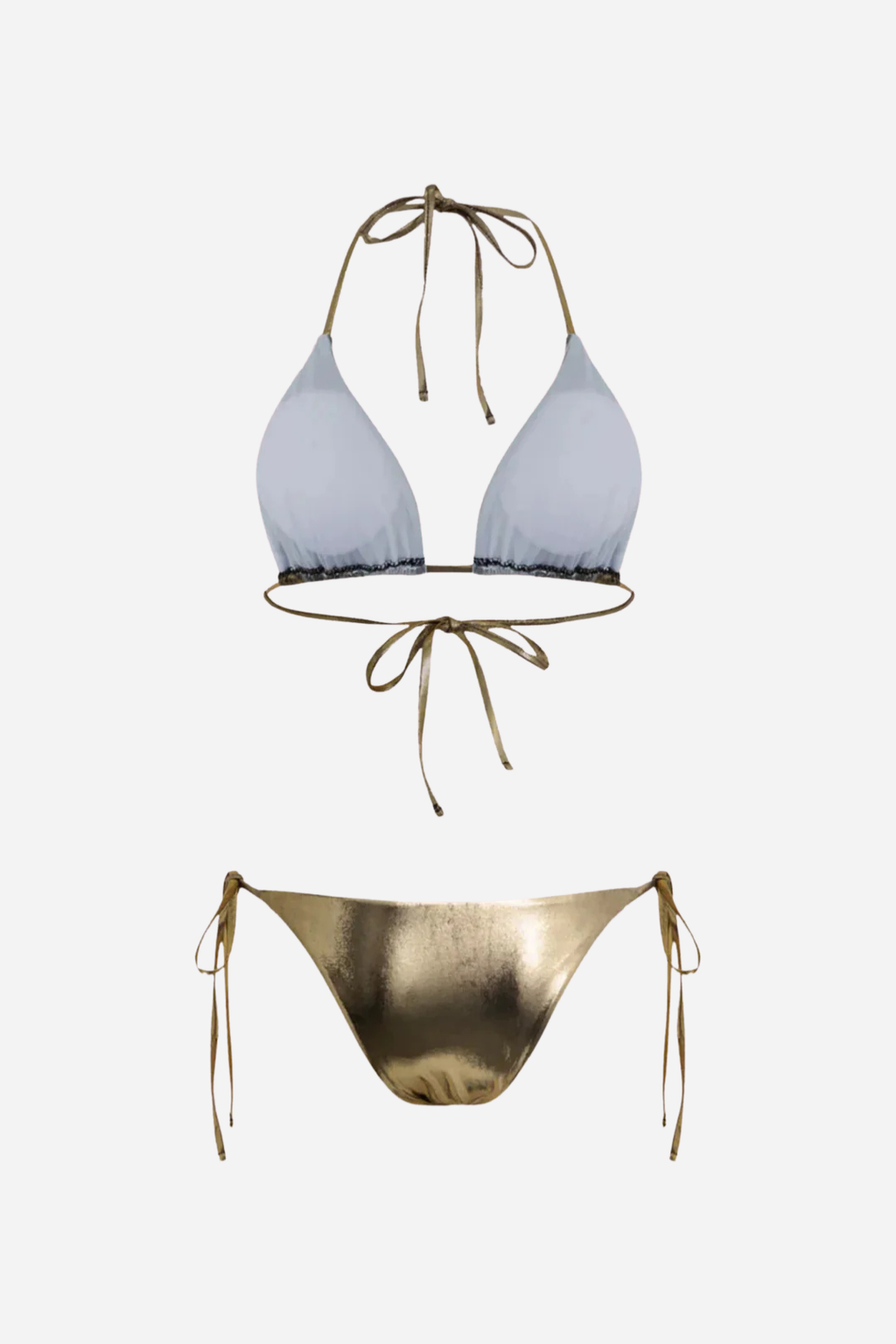 Metalik Gümüş Bağlamalı Bikini