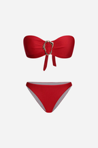 Taş Aksesuarlı Kırmızı Bikini