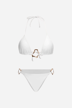 Metal Aksesuarlı Beyaz Bikini