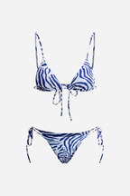 Mavi Çizgili Bağlamalı Bikini