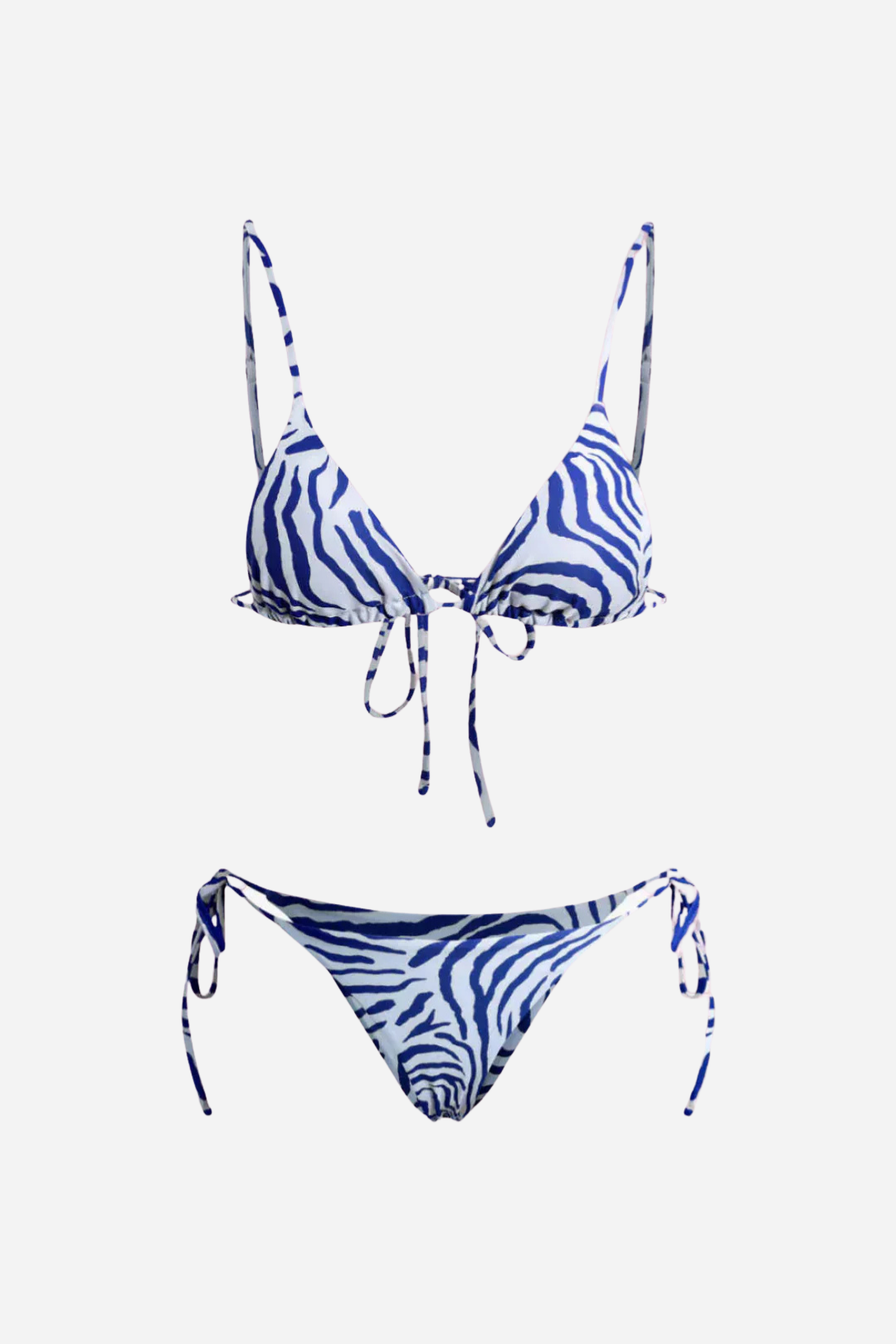 Mavi Çizgili Bağlamalı Bikini
