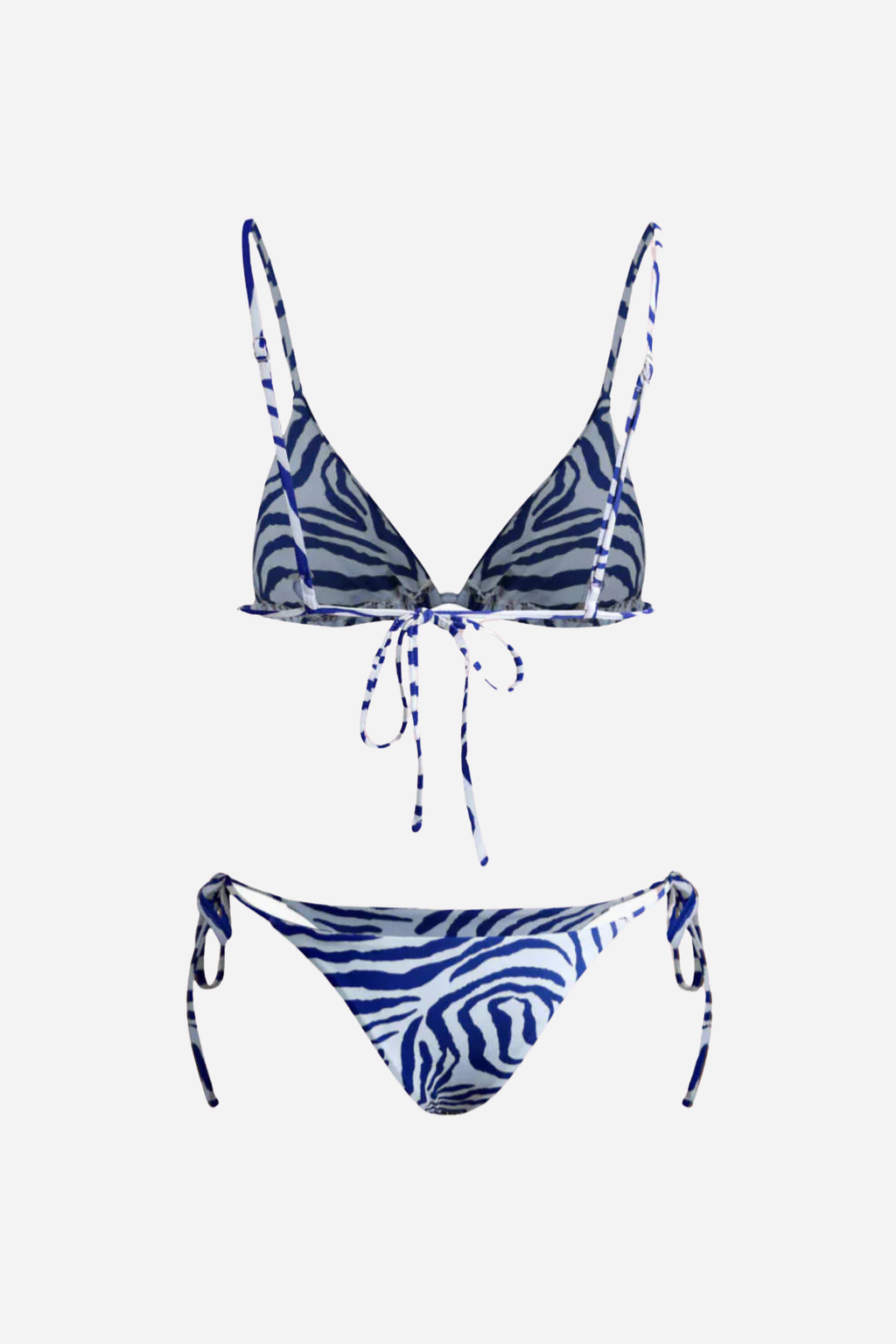 Mavi Çizgili Bağlamalı Bikini