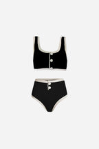 Noir Button Bikini Set