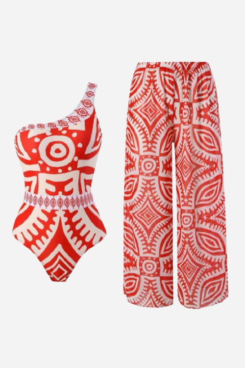 Coral Tribal Mayo Pantolon Set
