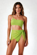 Tek Omuz Neon Yeşil Pareo Set