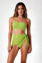 Tek Omuz Neon Yeşil Pareo Set