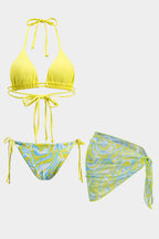 Lemon Wave Bikini Pareo Set