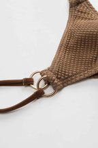Mocha Texture Bikini Pareo Set